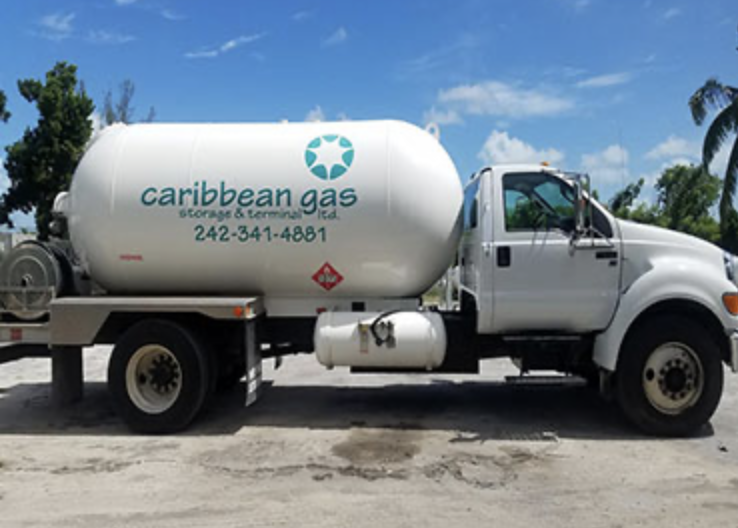White Caribbean Gas propane bobtail truck